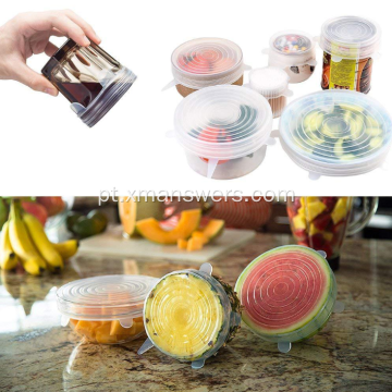 Tampas extensíveis de silicone FoodGrade personalizadas para copos de tigelas